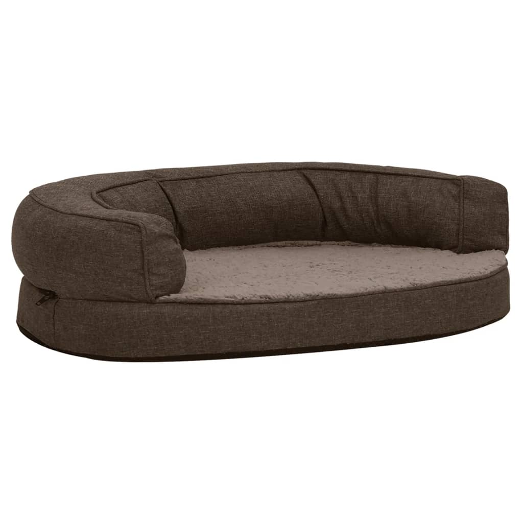 Materasso Ergonomico per Cani 75x53cm Pile Effetto Lino Marrone - homemem39