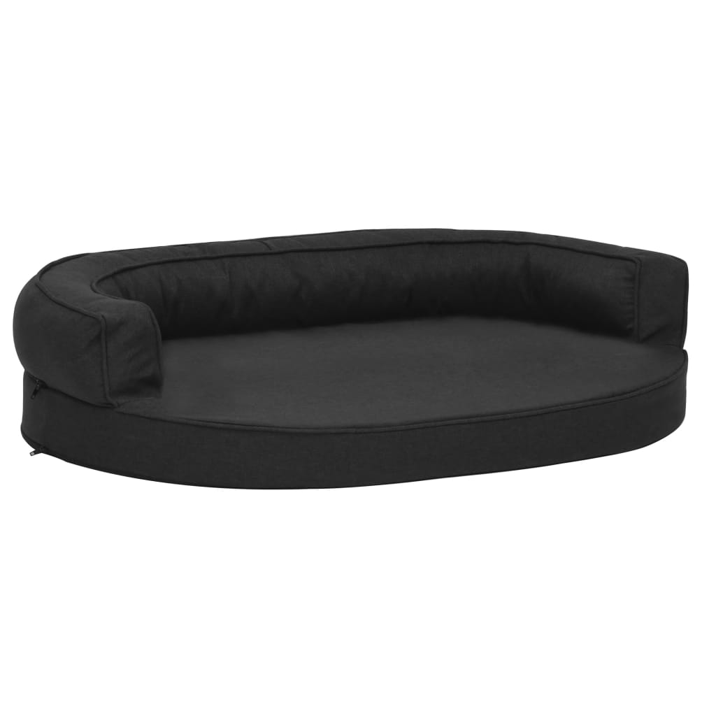 Materasso Ergonomico per Cani 75x53 cm Effetto Lino Nero - homemem39