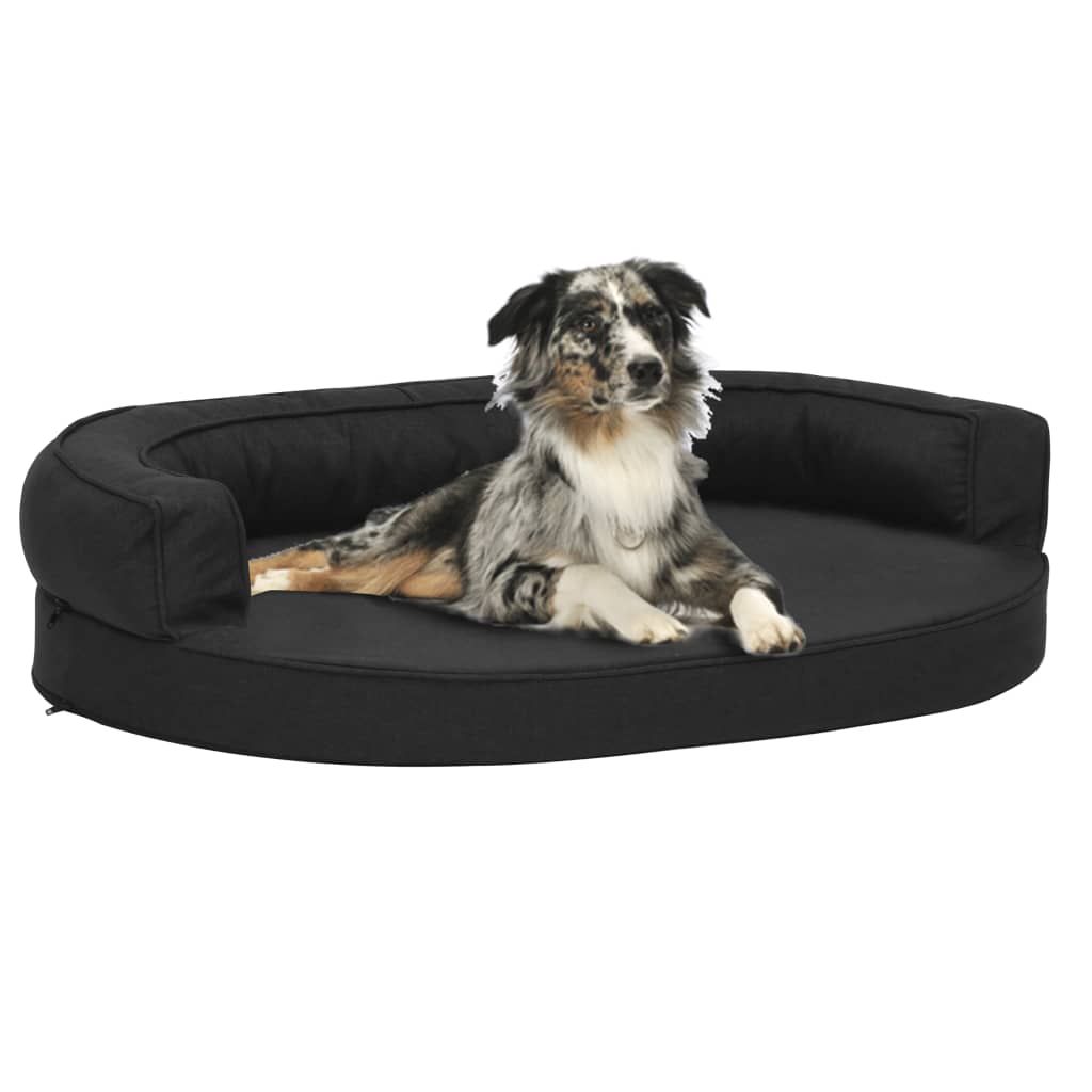 Materasso Ergonomico per Cani 75x53 cm Effetto Lino Nero - homemem39