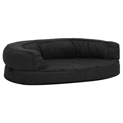 Materasso Ergonomico per Cani 75x53 cm Pile Effetto Lino Nero - homemem39