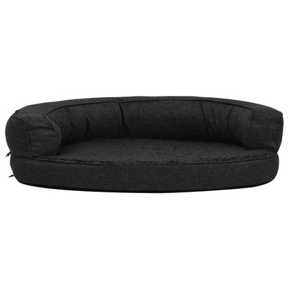 Materasso Ergonomico per Cani 75x53 cm Pile Effetto Lino Nero - homemem39