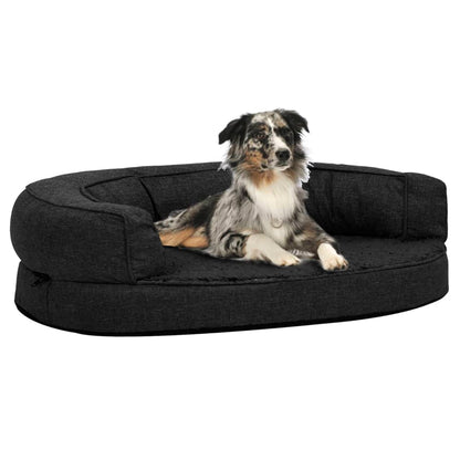 Materasso Ergonomico per Cani 75x53 cm Pile Effetto Lino Nero - homemem39