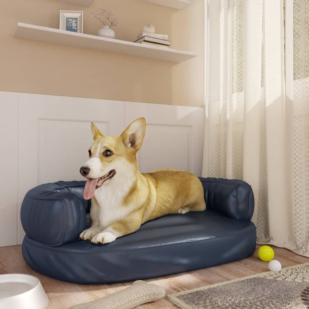 Letto per Cani con Gommapiuma Blu Scuro 60x42 cm in Similpelle - homemem39