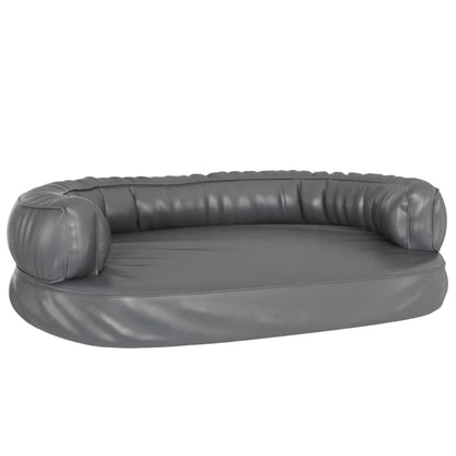 Letto per Cani Ergonomico Gommapiuma Grigio 75x53 cm Similpelle - homemem39