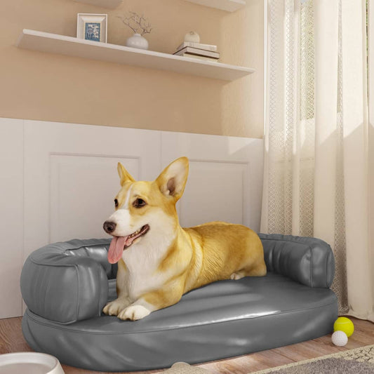 Letto per Cani Ergonomico Gommapiuma Grigio 75x53 cm Similpelle - homemem39