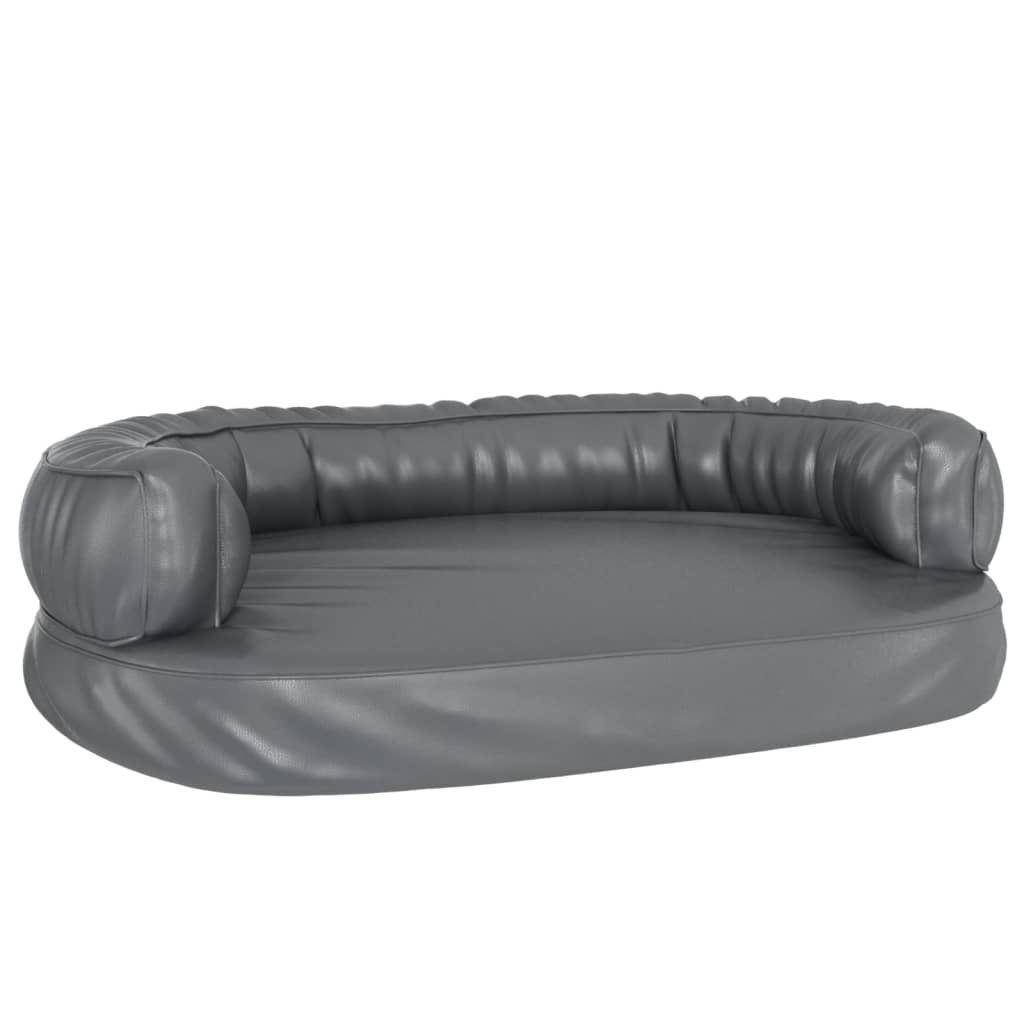 Letto per Cani Ergonomico Gommapiuma Grigio 88x65 cm Similpelle - homemem39