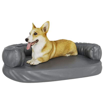 Letto per Cani Ergonomico Gommapiuma Grigio 88x65 cm Similpelle - homemem39