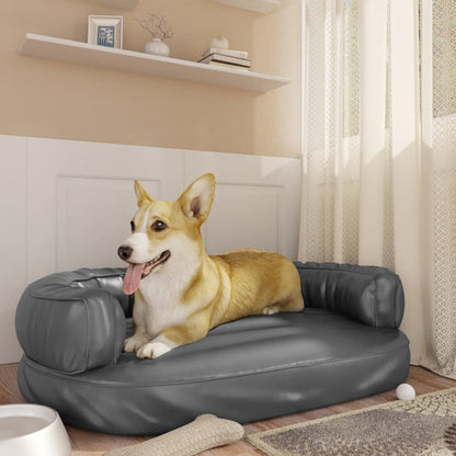 Letto per Cani Ergonomico Gommapiuma Grigio 88x65 cm Similpelle - homemem39