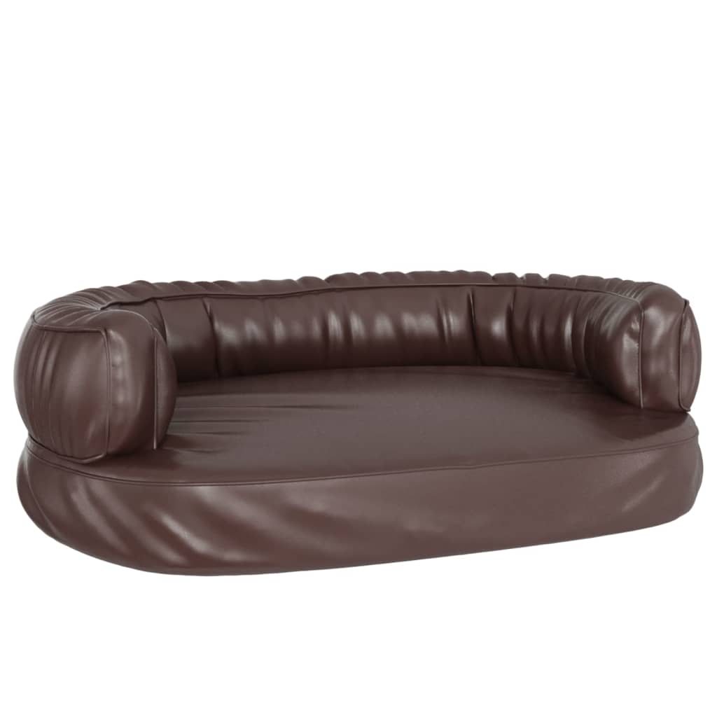 Letto Cani Ergonomico Gommapiuma Marrone 60x42 cm in Similpelle - homemem39