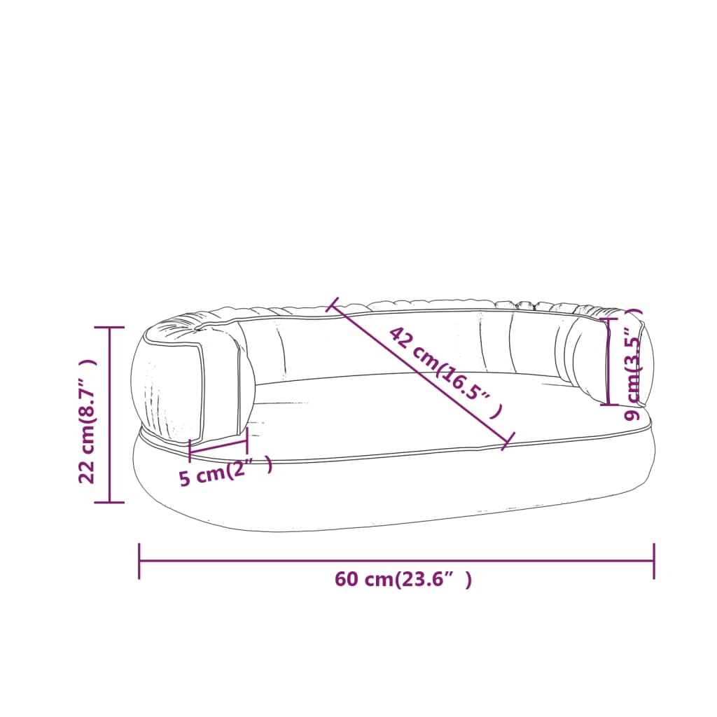 Letto Cani Ergonomico Gommapiuma Marrone 60x42 cm in Similpelle - homemem39