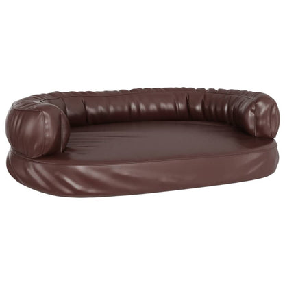 Letto per Cani Ergonomica Gommapiuma Marrone 75x53cm Similpelle - homemem39