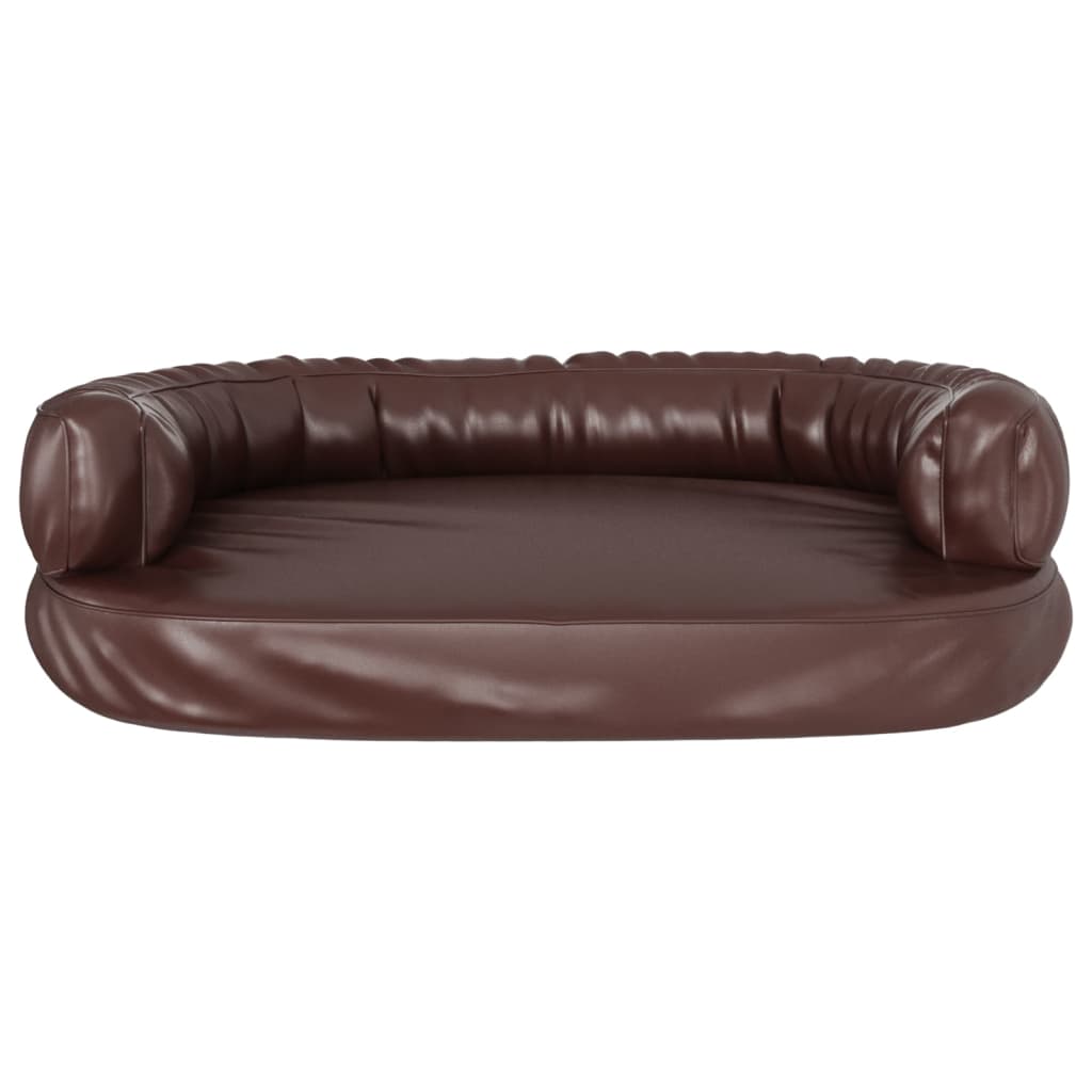 Letto per Cani Ergonomica Gommapiuma Marrone 75x53cm Similpelle - homemem39