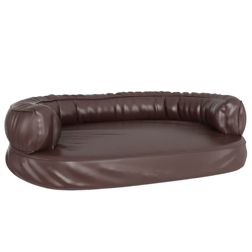 Letto per Cani Ergonomico Gommapiuma Marrone 88x65cm Similpelle - homemem39