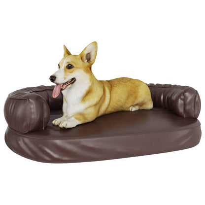 Letto per Cani Ergonomico Gommapiuma Marrone 88x65cm Similpelle - homemem39