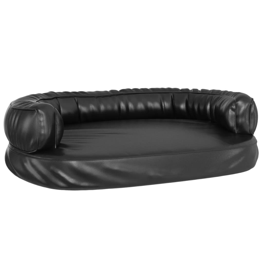 Letto per Cani Ergonomico Gommapiuma Nero 75x53cm Similpelle - homemem39