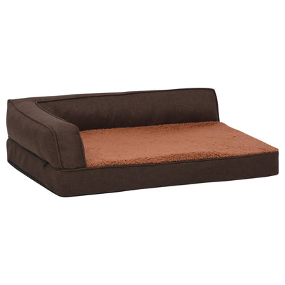 Materasso Ergonomico per Cani 60x42cm Pile Effetto Lino Marrone - homemem39