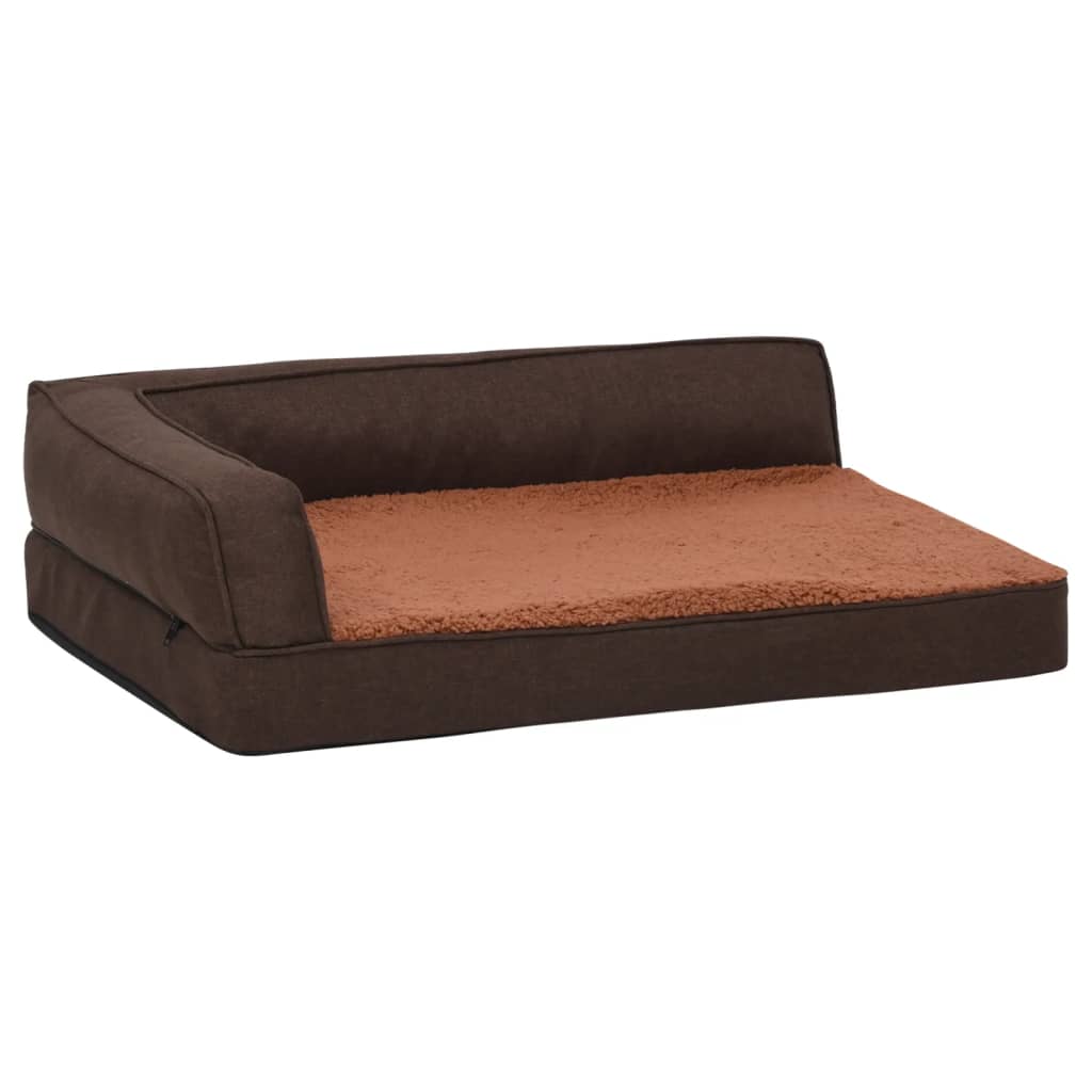 Materasso Ergonomico per Cani 75x53cm Pile Effetto Lino Marrone - homemem39