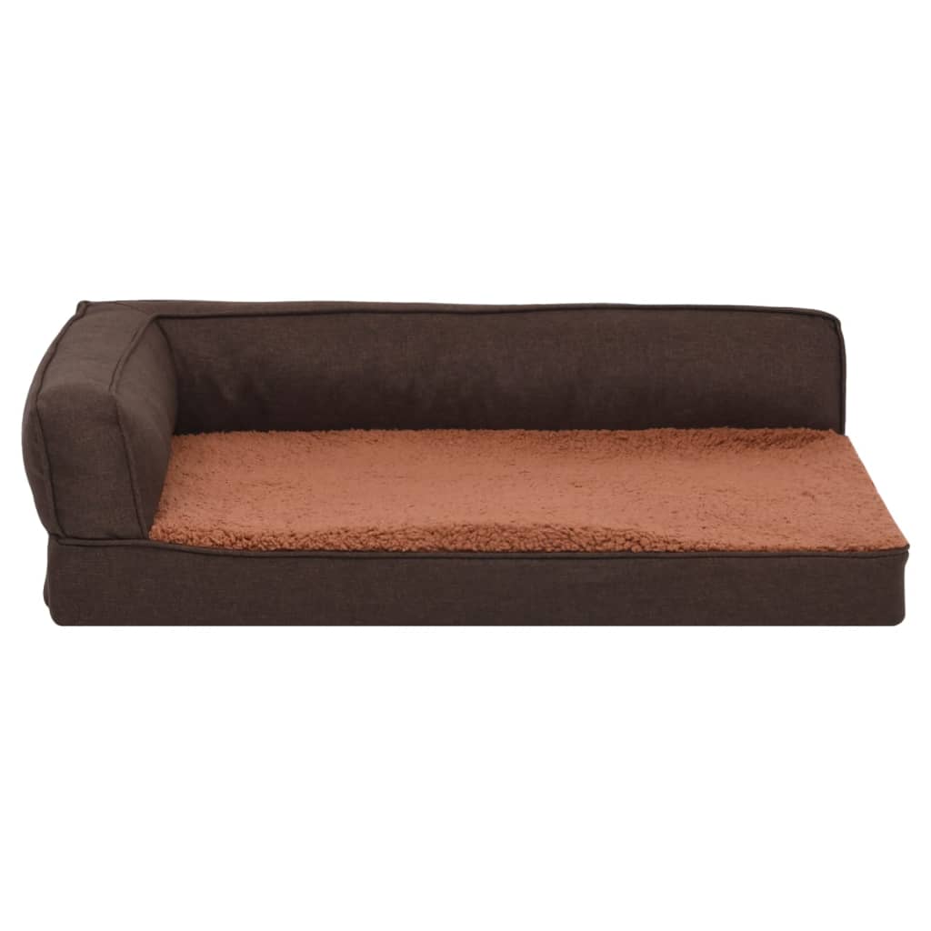 Materasso Ergonomico per Cani 75x53cm Pile Effetto Lino Marrone - homemem39