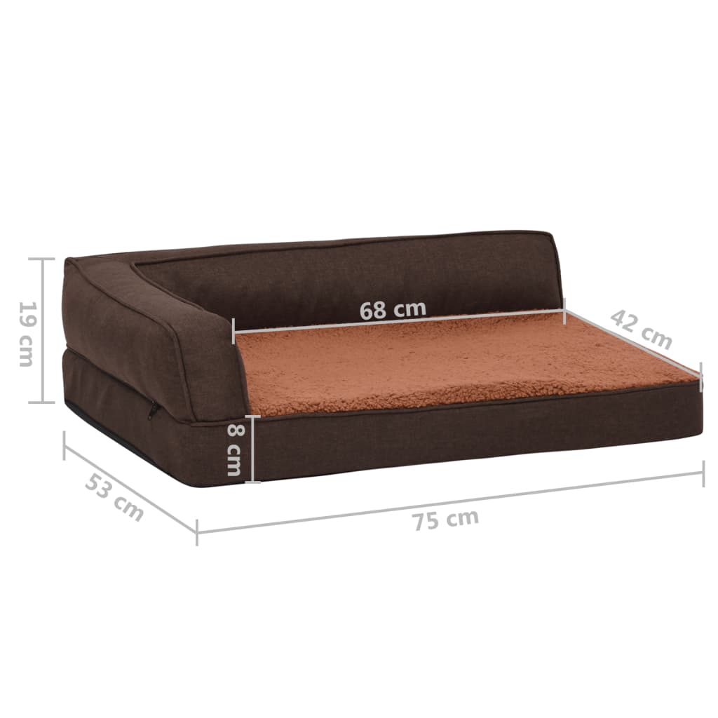 Materasso Ergonomico per Cani 75x53cm Pile Effetto Lino Marrone - homemem39