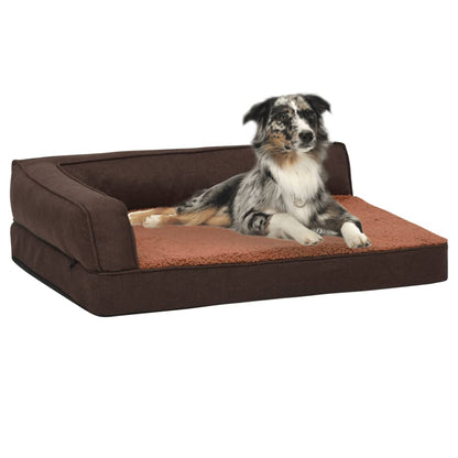 Materasso Ergonomico per Cani 75x53cm Pile Effetto Lino Marrone - homemem39