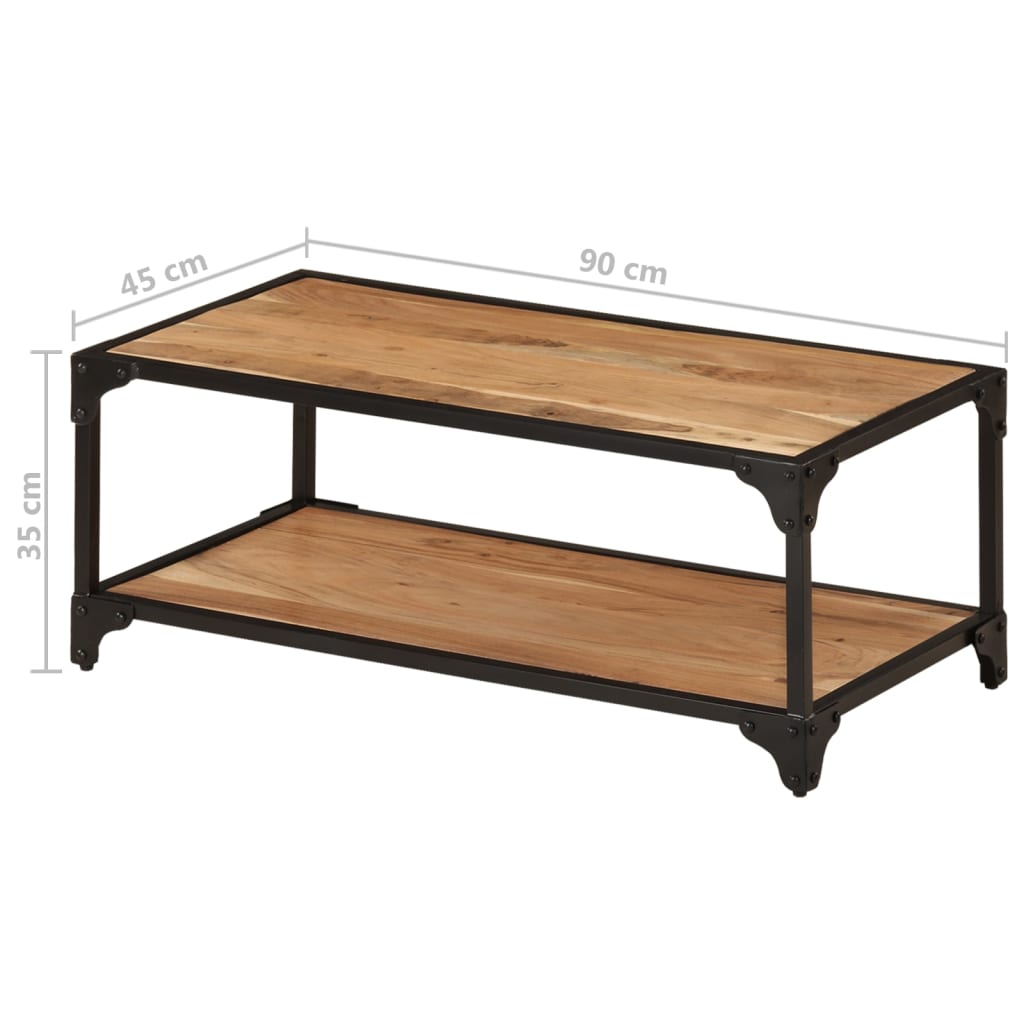 Tavolino da Salotto 90x45x35 cm in Legno Massello di Acacia - homemem39