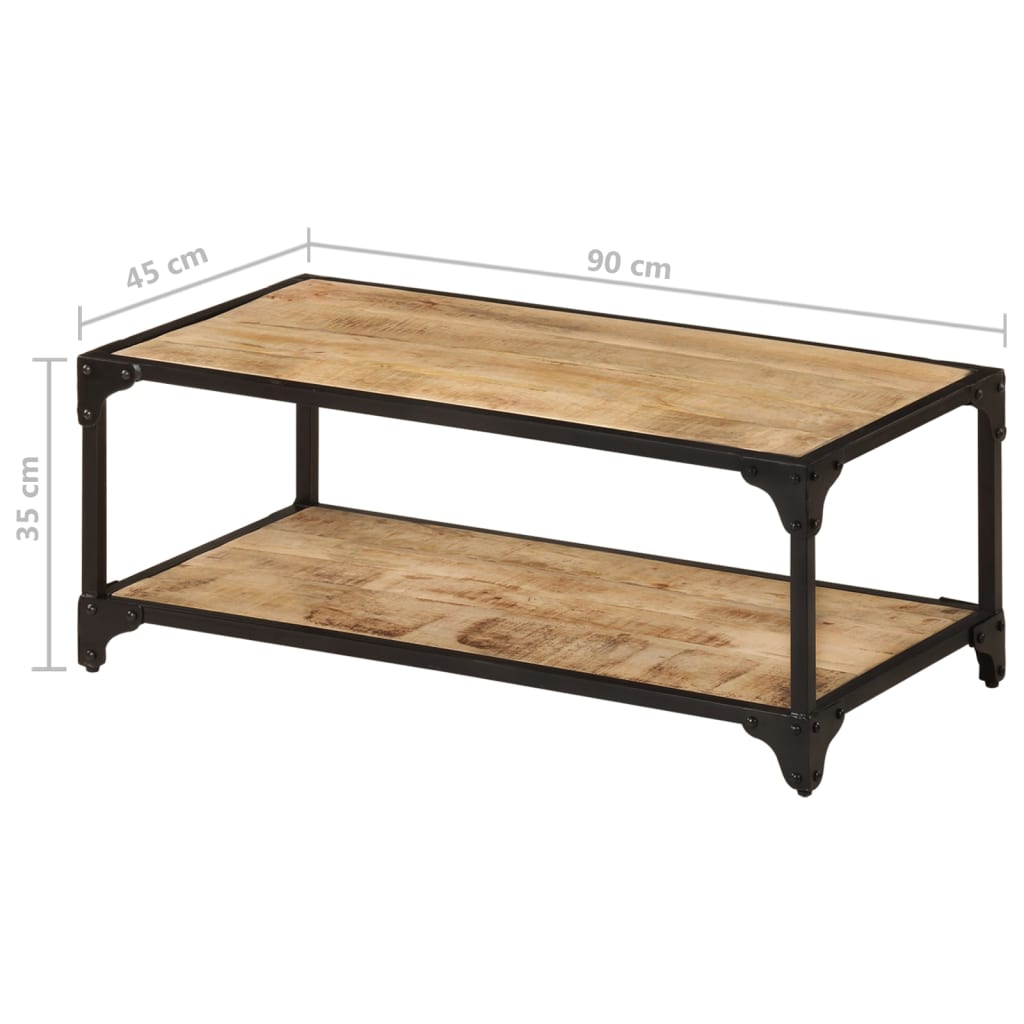 Tavolino da Salotto 90x45x35 cm in Legno di Mango Grezzo - homemem39