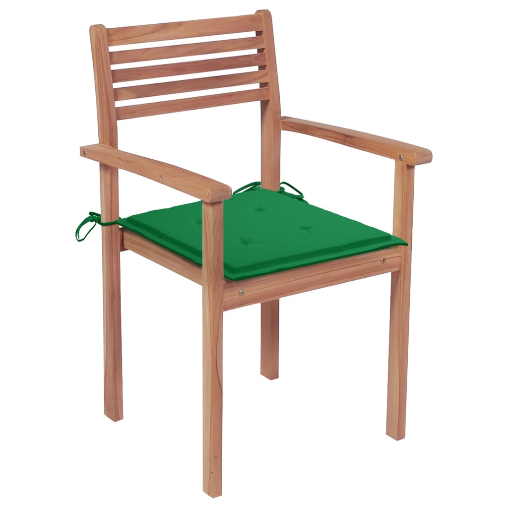 Sedie da Giardino Impilabili con Cuscini 6 pz Massello di Teak - homemem39