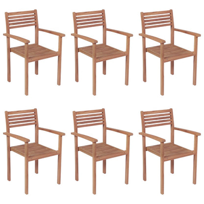 Sedie da Giardino Impilabili con Cuscini 6 pz Massello di Teak - homemem39