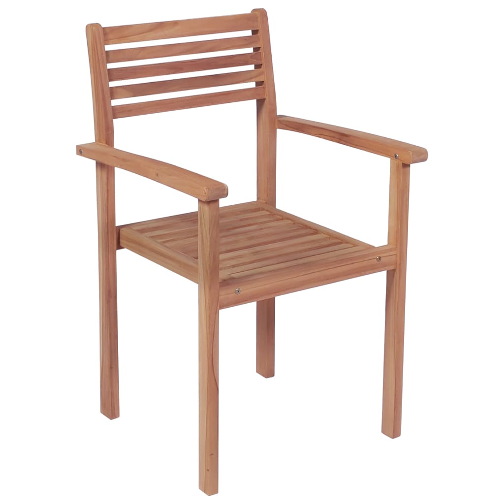 Sedie da Giardino Impilabili con Cuscini 6 pz Massello di Teak - homemem39