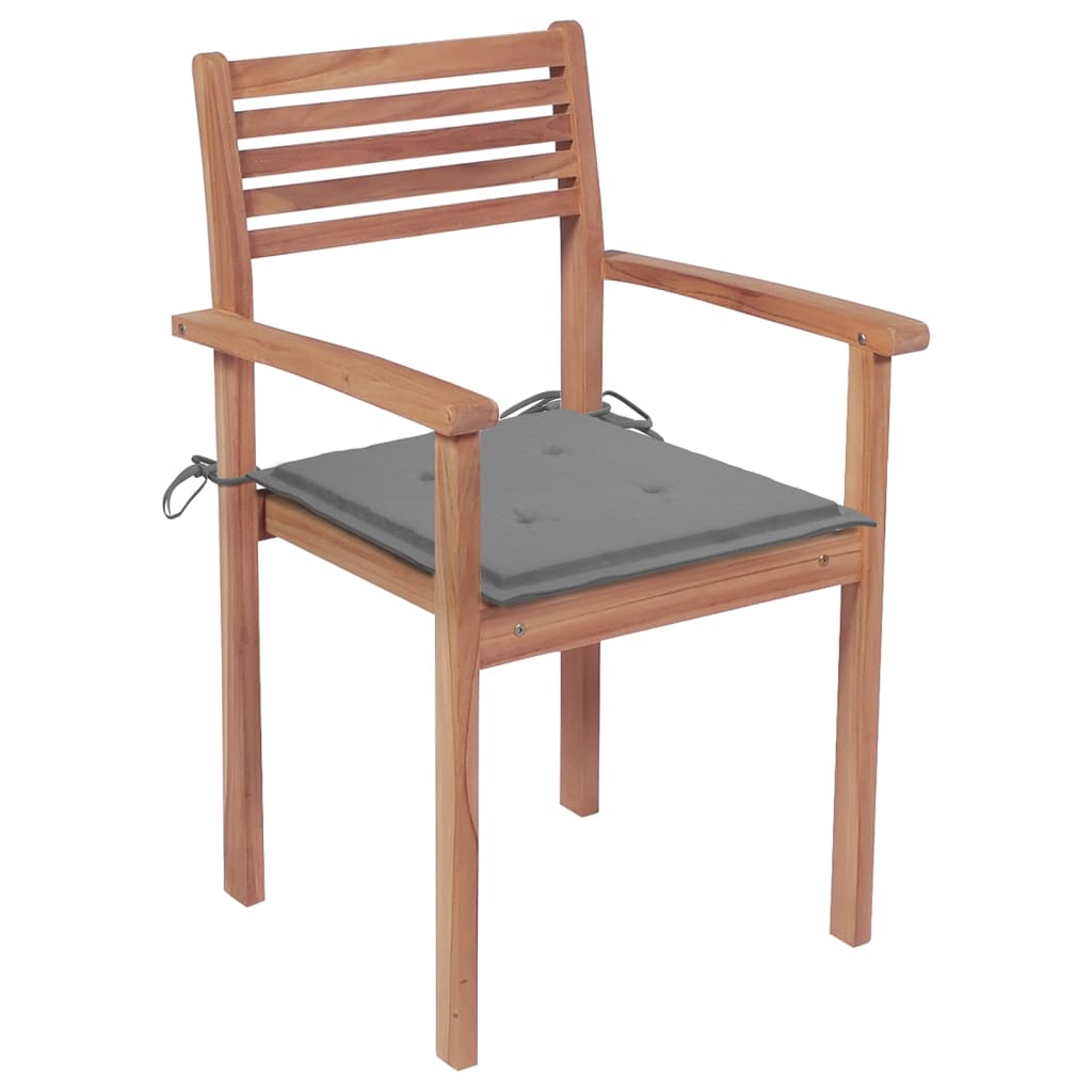 Sedie da Giardino Impilabili 8 pz con Cuscini Massello di Teak - homemem39