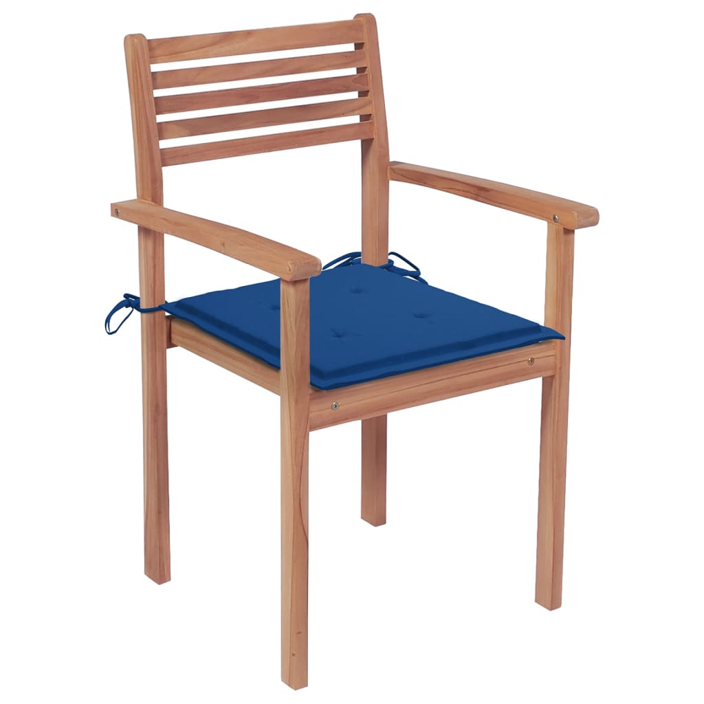 Sedie da Giardino Impilabili 8 pz con Cuscini Massello di Teak - homemem39