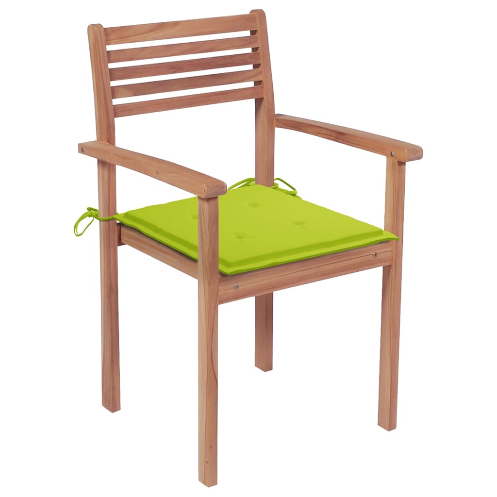 Sedie da Giardino Impilabili 8 pz con Cuscini Massello di Teak - homemem39