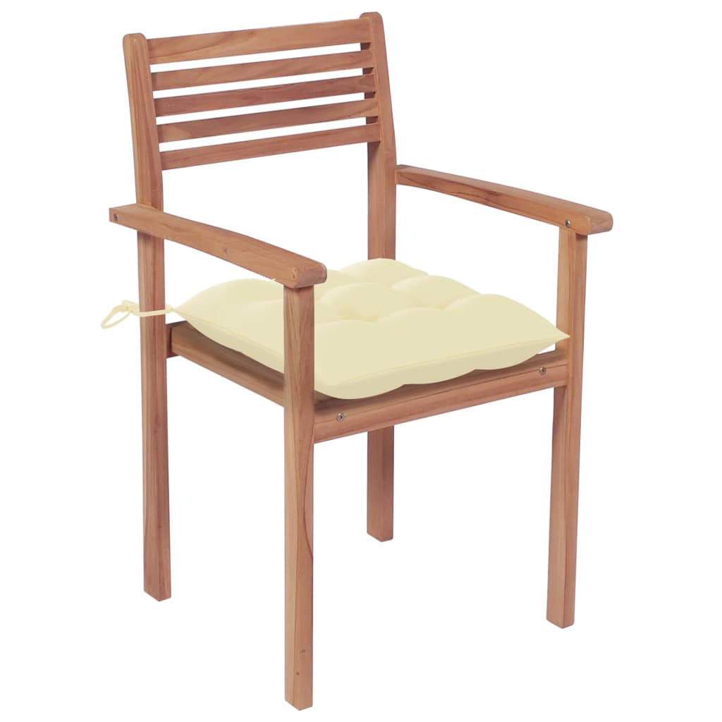 Sedie da Giardino Impilabili 8 pz con Cuscini Massello di Teak - homemem39