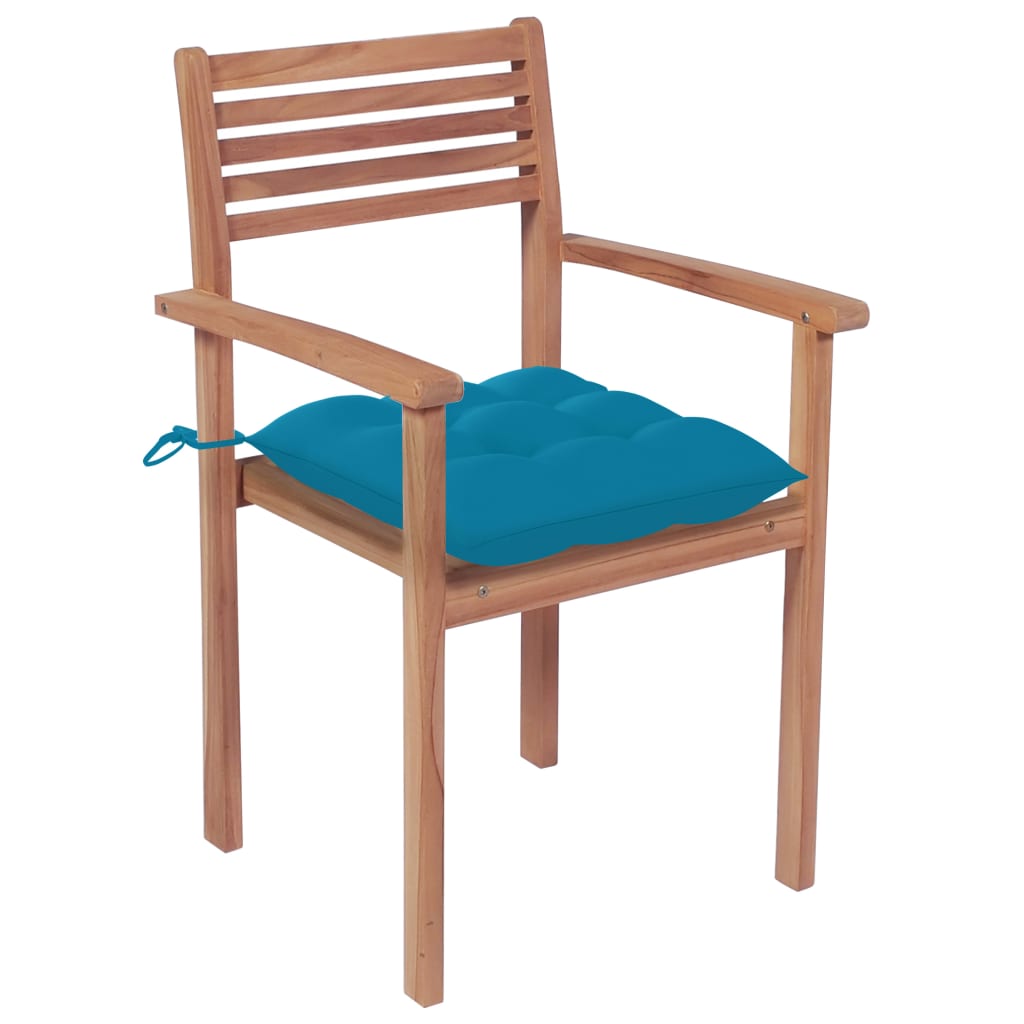 Sedie da Giardino Impilabili 8 pz con Cuscini Massello di Teak - homemem39