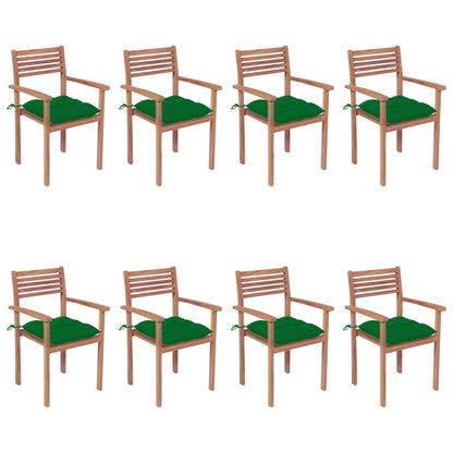 Sedie da Giardino Impilabili 8 pz con Cuscini Massello di Teak - homemem39