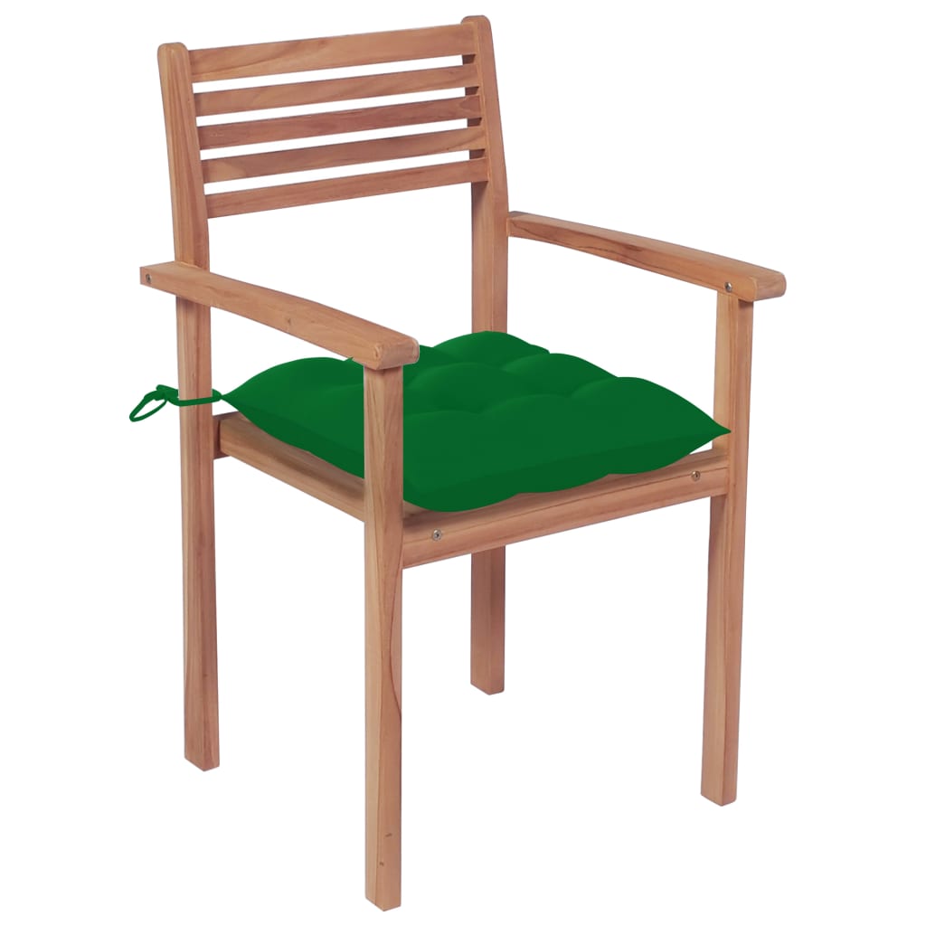 Sedie da Giardino Impilabili 8 pz con Cuscini Massello di Teak - homemem39