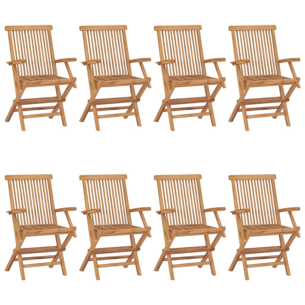 Sedie da Giardino e Cuscini Bianco Crema 8 pz Massello di Teak - homemem39