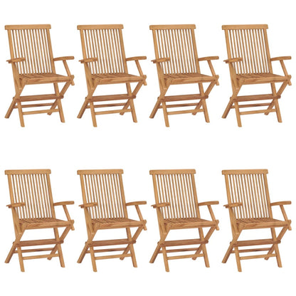 Sedie da Giardino e Cuscini Bianco Crema 8 pz Massello di Teak - homemem39