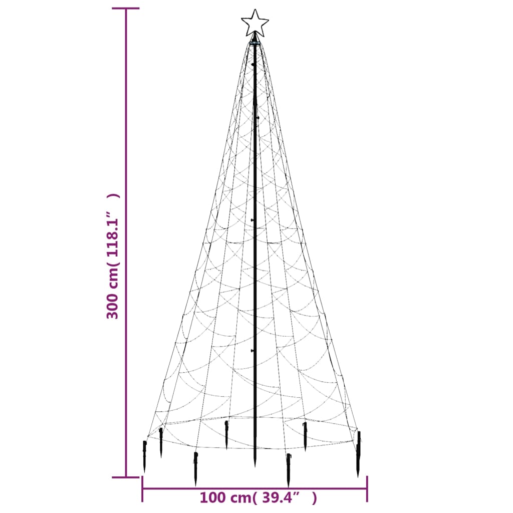 Albero di Natale con Palo in Metallo 500 LED Bianco Freddo 3 m - homemem39