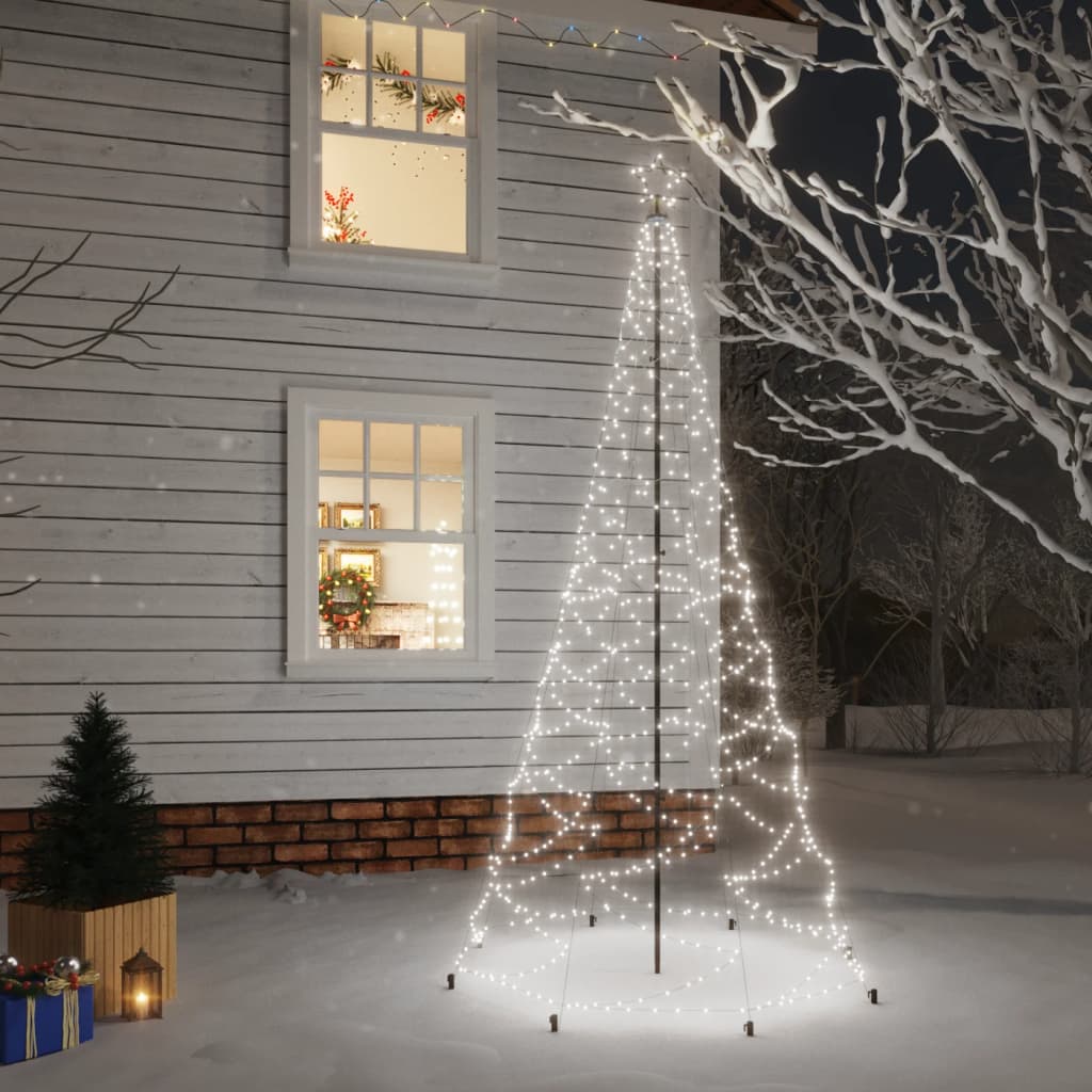 Albero di Natale con Palo in Metallo 500 LED Bianco Freddo 3 m - homemem39