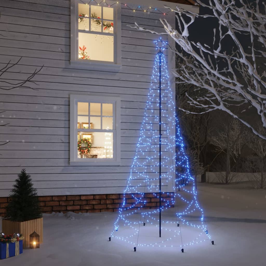 Albero di Natale con Palo in Metallo 500 LED Blu 3 m - homemem39