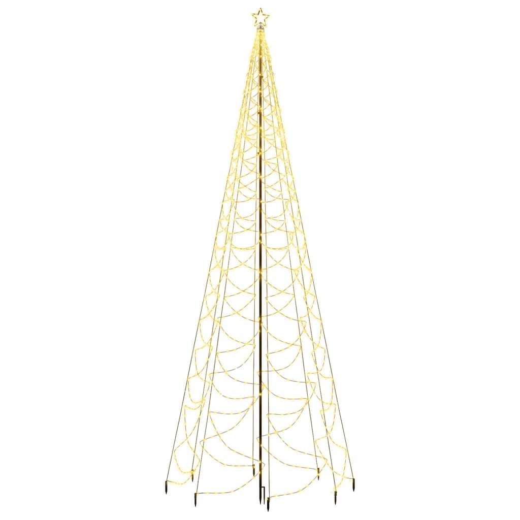 Albero di Natale con Palo in Metallo 1400 LED Bianco Caldo 5 m - homemem39