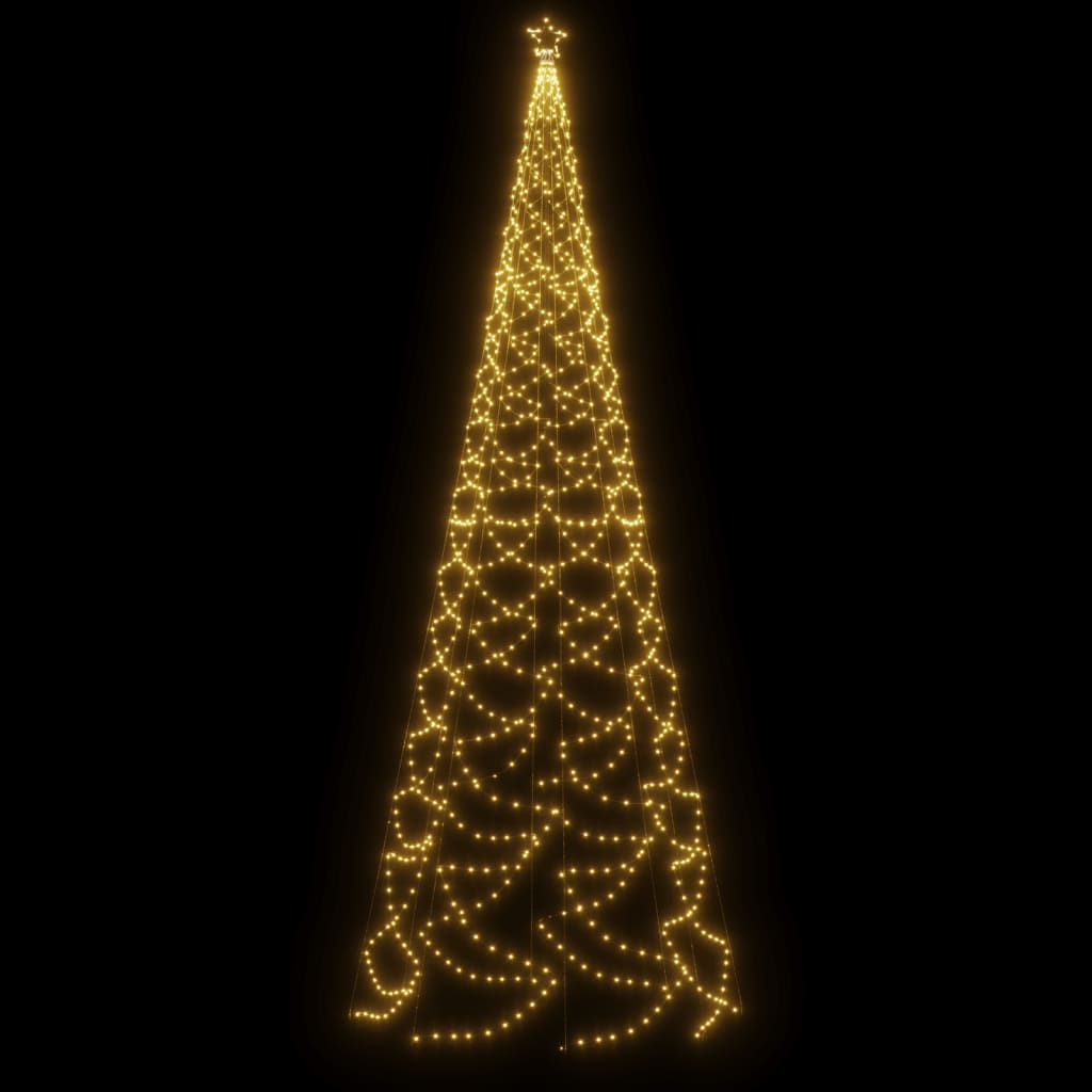 Albero di Natale con Palo in Metallo 1400 LED Bianco Caldo 5 m - homemem39