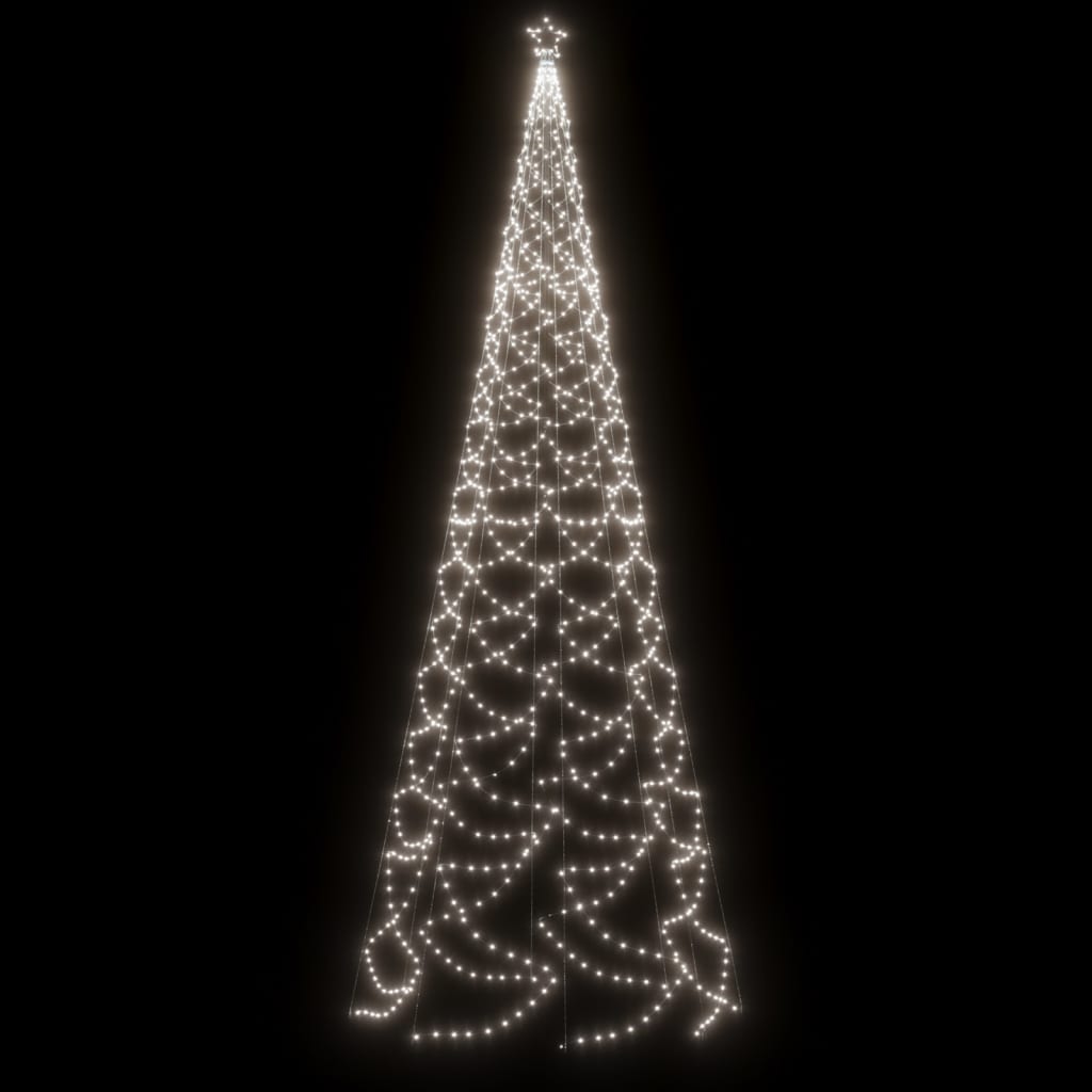 Albero di Natale con Palo in Metallo 1400 LED Bianco Freddo 5 m - homemem39