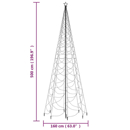 Albero di Natale con Palo in Metallo 1400 LED Bianco Freddo 5 m - homemem39