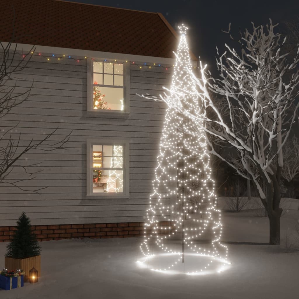 Albero di Natale con Palo in Metallo 1400 LED Bianco Freddo 5 m - homemem39