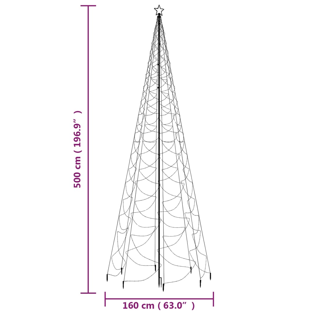 Albero di Natale con Palo in Metallo 1400 LED Blu 5 m - homemem39