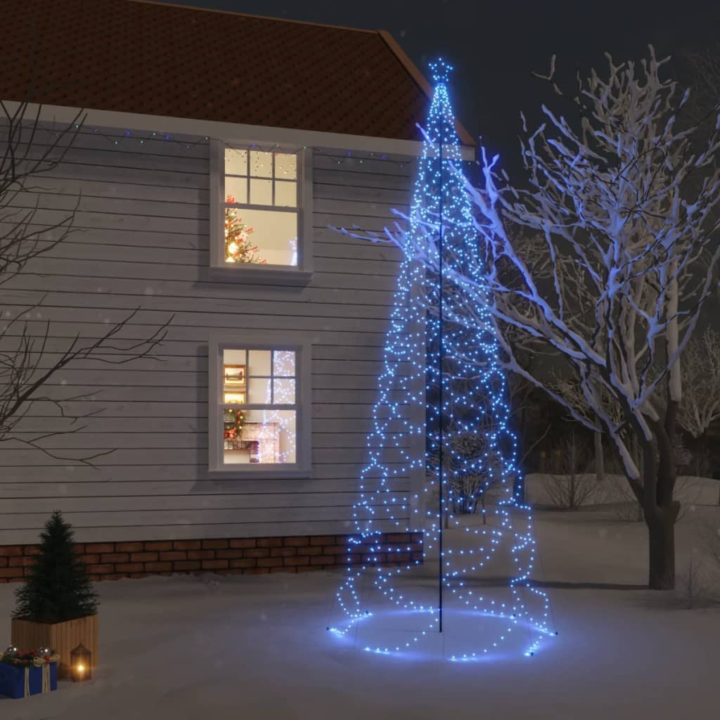 Albero di Natale con Palo in Metallo 1400 LED Blu 5 m - homemem39