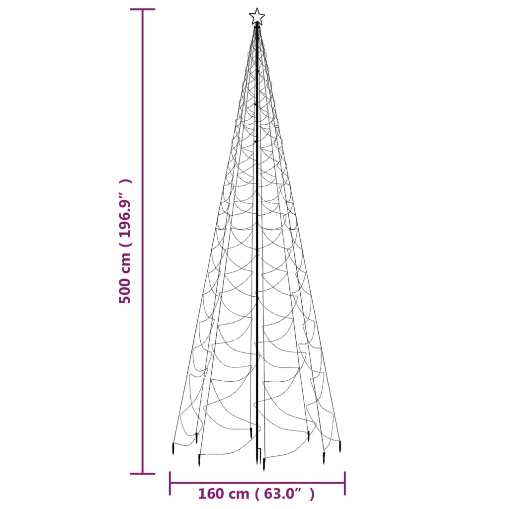 Albero di Natale con Palo in Metallo 1400 LED Multicolore 5 m - homemem39