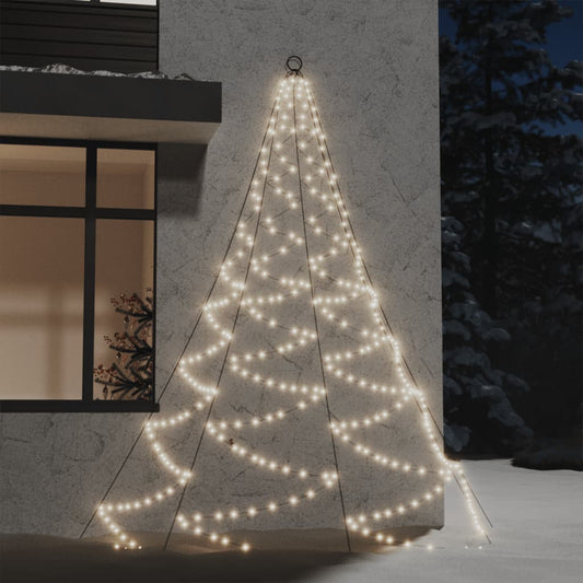 Albero da Parete con Gancio Metallico 260 LED Bianco Caldo 3 m - homemem39